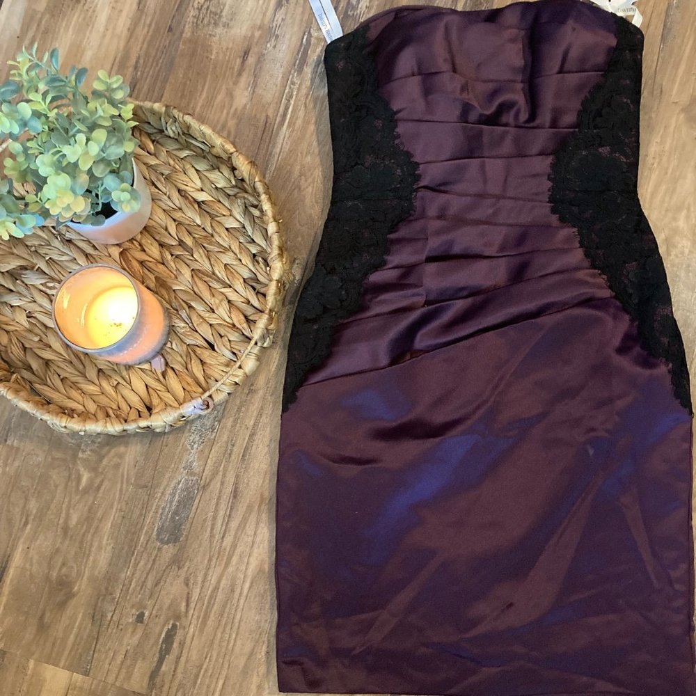 Purple and Lace Applique Semi-Formal Dress